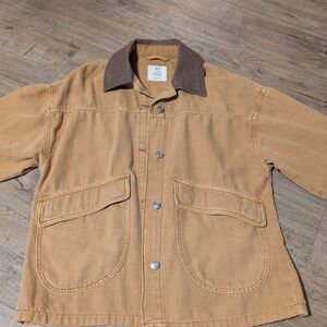 Free People Tan Shirt Jacket with Brown Collar